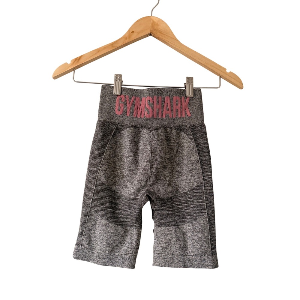 Gymshark Vital Seamless 2.0 Shorts Grey Marl Pink Logo Women's XS Athletic